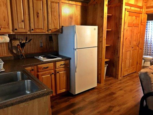 Kitchen stocked with some appliances and such for your stay