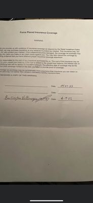 An insurance contract that they wanted and begged for me to sign that's now in the trash!!