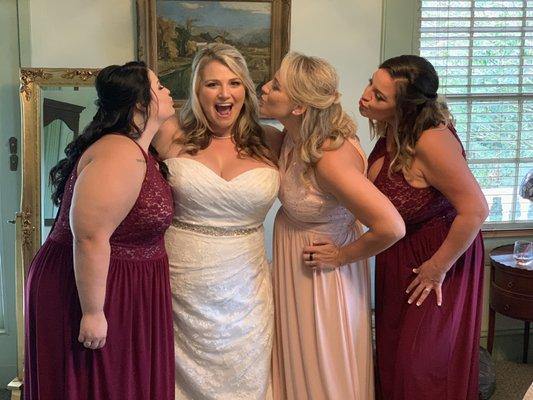 The bridesmaids and the bride