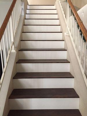 Stairs with white risers.