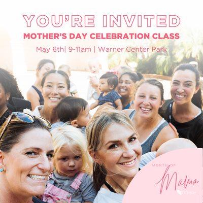 Come to our Month of Mama Celebration on May 6th at Warner Center Park and get a FREE WEEK of classes!