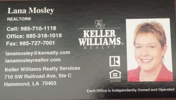 Lana Mosley Realtor @ Keller Williams Realty Services