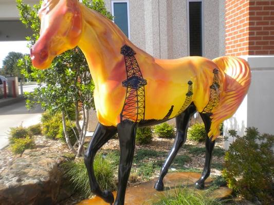 SUNSET GOLD  _One of the painted horses of Wichita Falls; part of the MANE EVENT art project, * see weblink in my Yelp review.