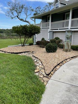 Landscaping with two types of rocks