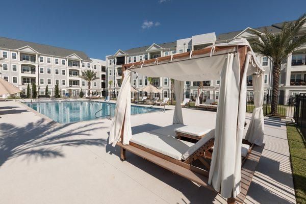 Pool side cabana at Parc Gardens condominiums.