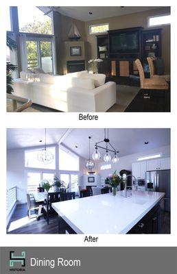 Dining room before and after.