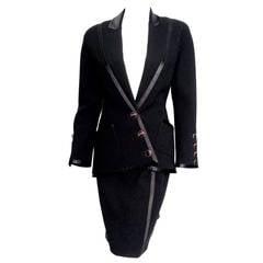 Chanel Black Tuxedo Skirt Suit