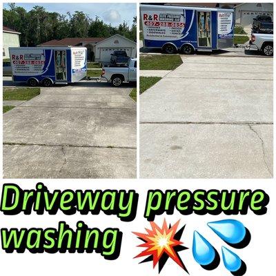 Pressure washing house sidewalk driveway and pool patio in St. Cloud FL power washing in Central Florida