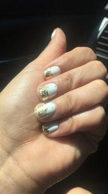 Gel mani by Kim She's the best & always has the best glitters & foils to decorate your nails with