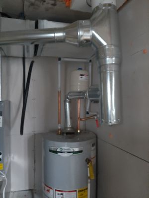 Installed water heater and piping.