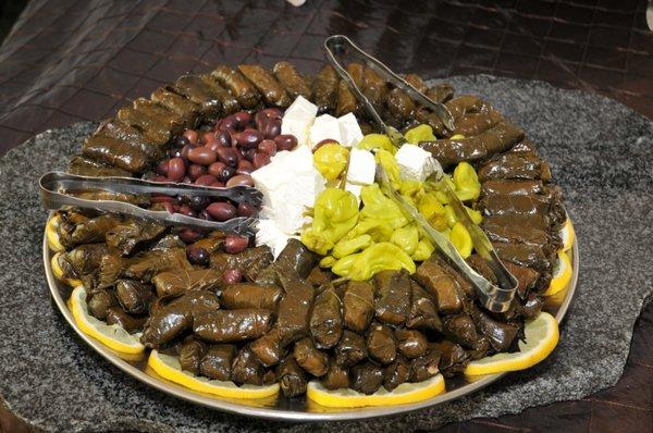 Dolmades! Rice-stuffed grape leaves.