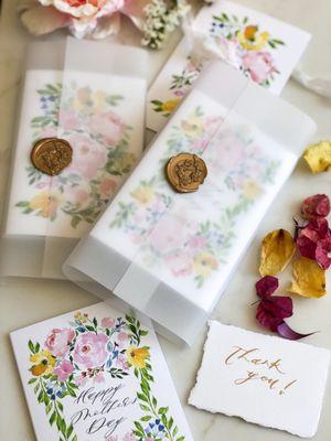 Custom Folded greeting cards by Sea & Sun Calligraphy, Calligrapher & Watercolor Artist based in San Pedro, California