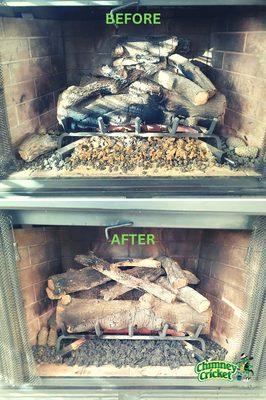 Before and after a gas log tune up