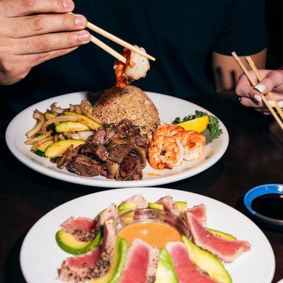 We're more than just sushi rolls. Mix up your night and try our sizzling Hibachi and Shareables like our Tunacado.Photo