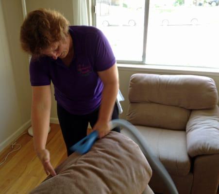 Kay cleaning upholstery