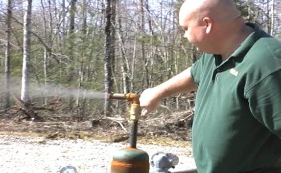 A flow-test on a gas well, Fentress Co, TN, 2005