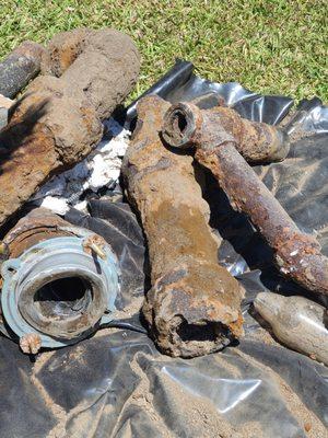 Old pipes that were pulled out