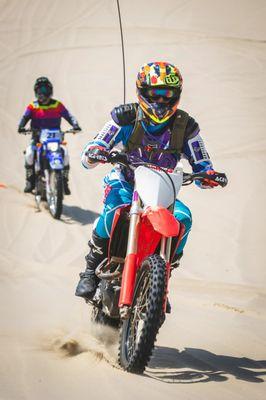 Riding the Florence Dunes on rented bikes