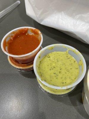 Red and green salsa