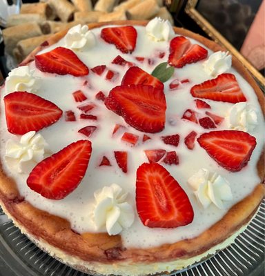 Strawberry cheesecake made with freshly picked strawberries