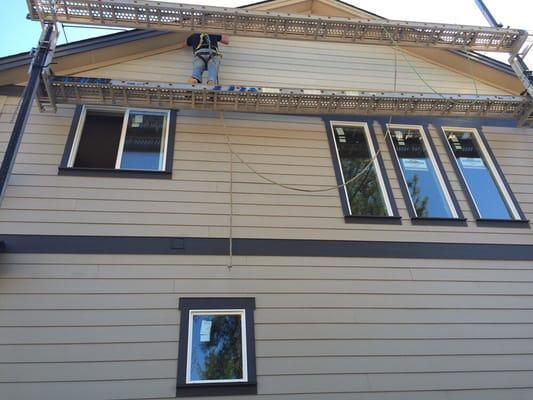 Finishing up the side of a custom Aspen home. (Pre-paint)