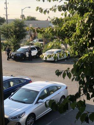 Fresno cops, leaving at around 7:30 am after investigating the beating and robbery across the hall.