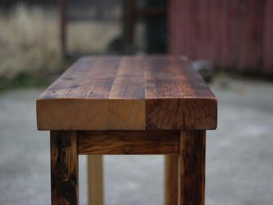 Rustic Square Wood Bench