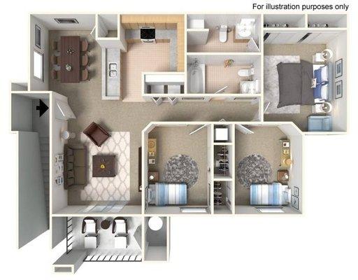 Three bedroom floorplan