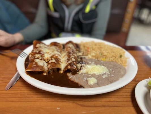 The mole on these incredible enchiladas.