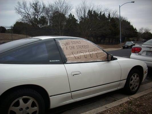 My roommate's car was broken into, also.