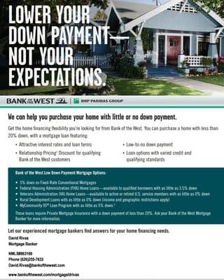 Low down payment is still available.  Call me to go over your options.