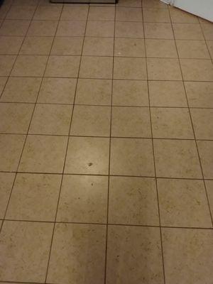 Before scrubbing kitchen tiles