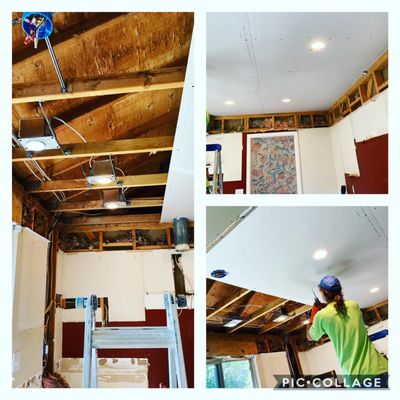 Kitchen renovation project: Ceiling ready! Lightning in place. Flooring ready to start. Call us for a free estimate  (720) 403-6867