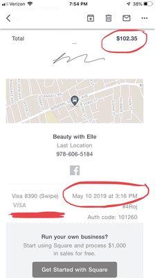 3:16pm charged for $102.35 for little to no lash extensions