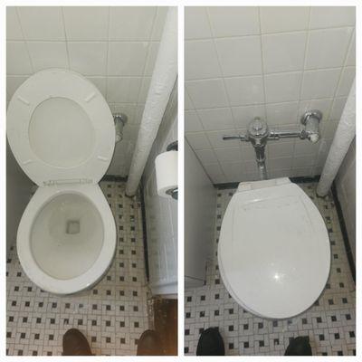 Before and After of bathroom cleaned and sanitized