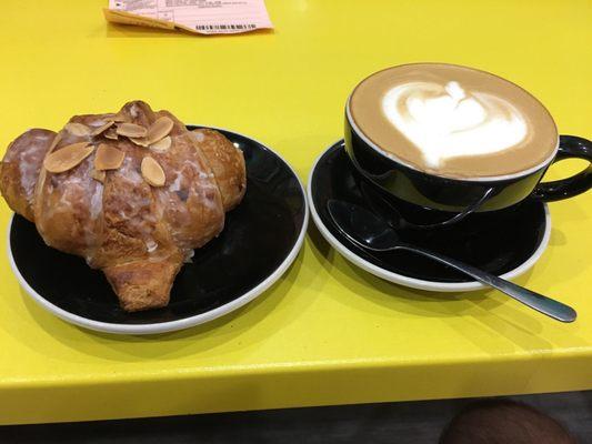 Always good espresso or cappuccino here, and the almond croissant is fine too.