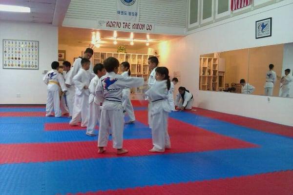 juniors class, both instructors are teaching step sparring