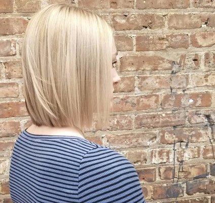 Dry haircut and full highlights with Olaplex.