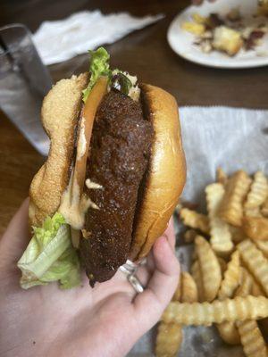 The Salmon Croquette burger was okay- kinda bland. Needed something to spicy it up.