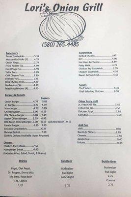 Lunch and dinner menu