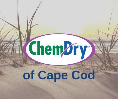 Chem-Dry of Cape Cod's logo with a beautiful beach background.