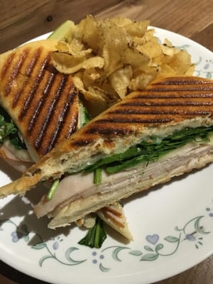 Turkey Spinach Panini w/ Provolone and preserves