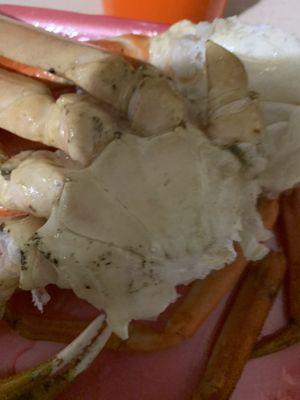 Crab legs with mold on the outer shell