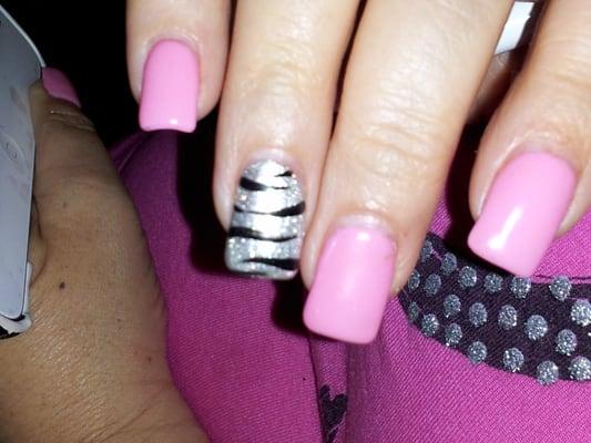 Kelly did my mom in-laws nails. I want this w HOT pink