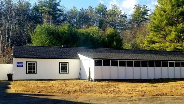 New and improved kennel building from the front view