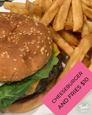 Cheeseburger and fries