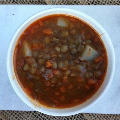 hearty chorizo lentil soup