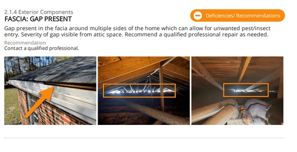 MULTIPLE ROOF GAPS NOTED ON BUYER'S INSPECTION - 2 MO AFTER ROOF WORK WAS COMPLETE.