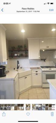 New apron sink and custom shelves.