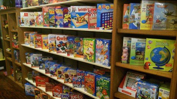 Great selection of family games from companies like Blue Orange and Think Fun.